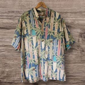 Reyn Spooner | Surfboard Reverse Weave Pullover Quarter Button Shirt Size XL
